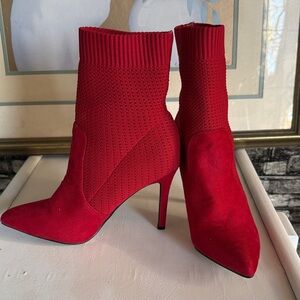 Red Women's Ankle Boots breathable with heels